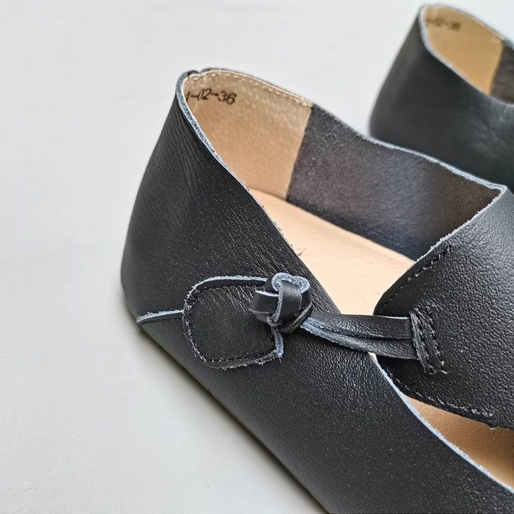 Women's Handmade Cowhide Leather Flats – Soft, Non-Slip & Vintage Style