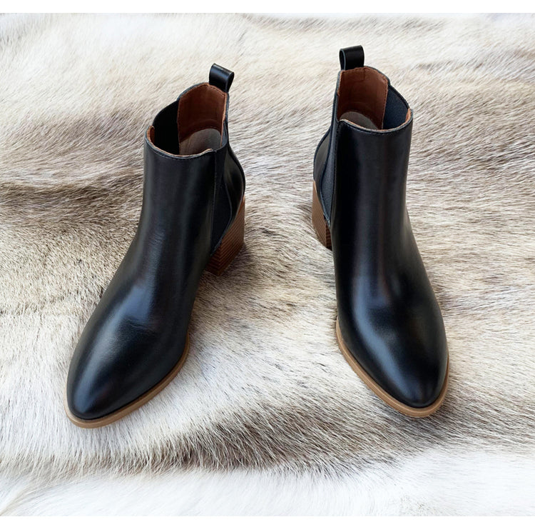 Women's Classic Chelsea Boots – Pointed Toe with Block Heel
