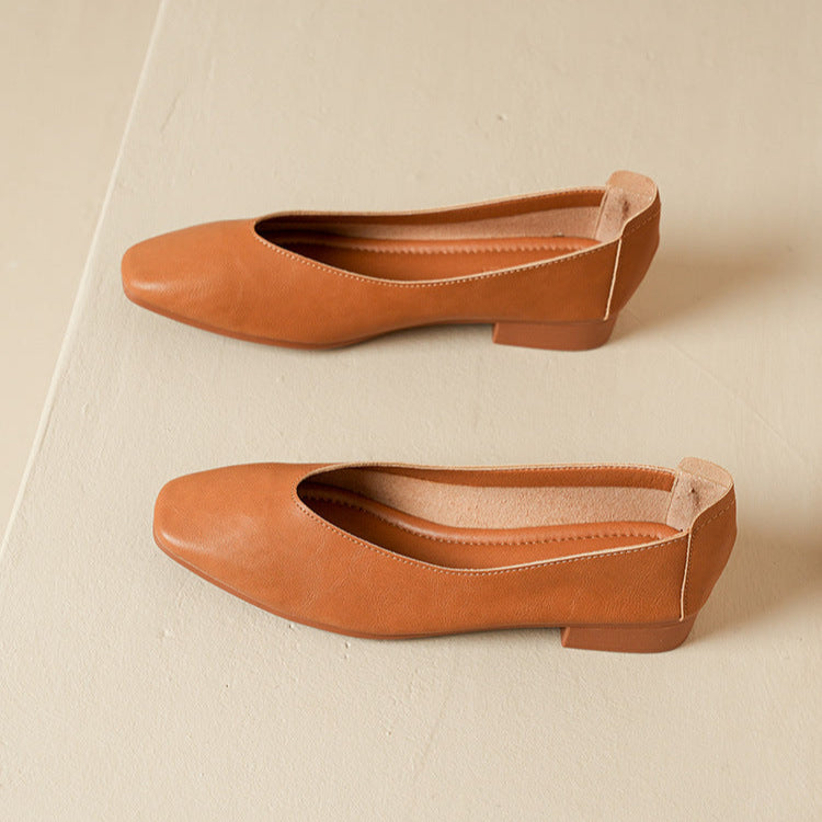 Soft Leather Slip-On Glove Shoes – Women's Multicolor Low Heel Comfortable Flats