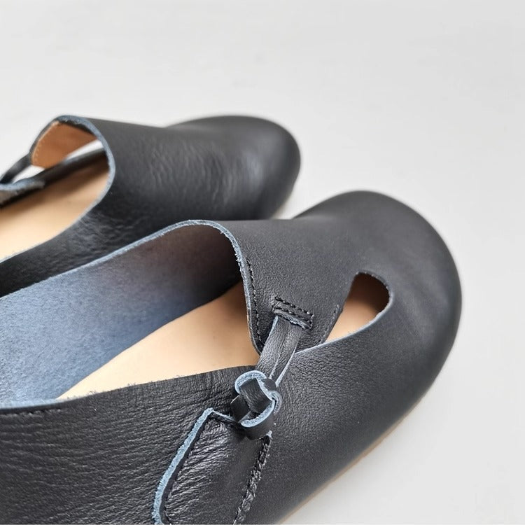 Women's Handmade Cowhide Leather Flats – Soft, Non-Slip & Vintage Style