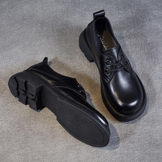 Retro Handmade Genuine Leather Women's Lace-up Derby Shoes