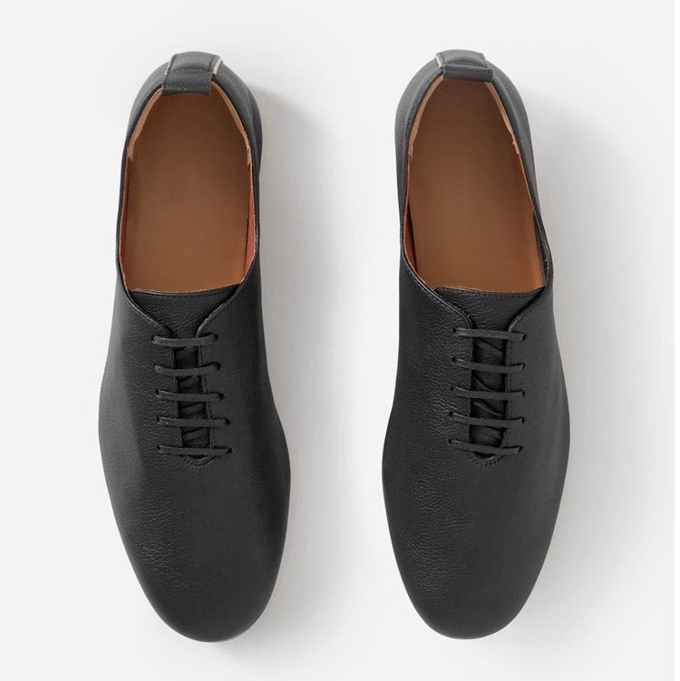Women's Preppy Round Toe Leather Flats – Comfortable Soft Sole