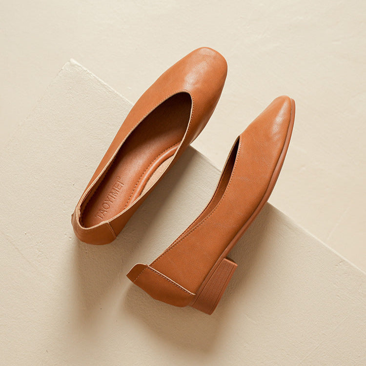 Soft Leather Slip-On Glove Shoes – Women's Multicolor Low Heel Comfortable Flats