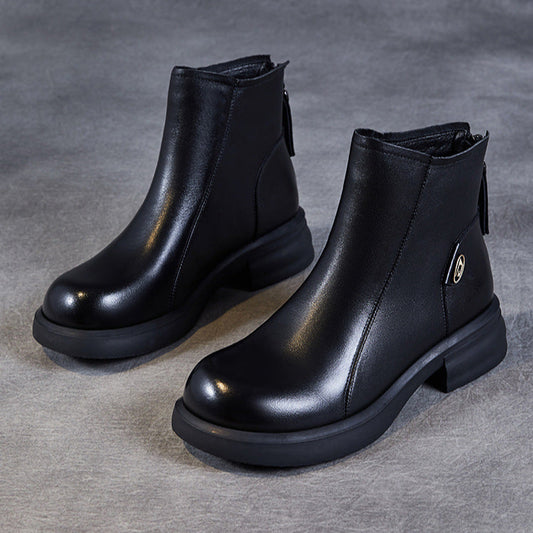 Women's Casual Genuine Leather Ankle Boots – Comfortable for Daily Wear