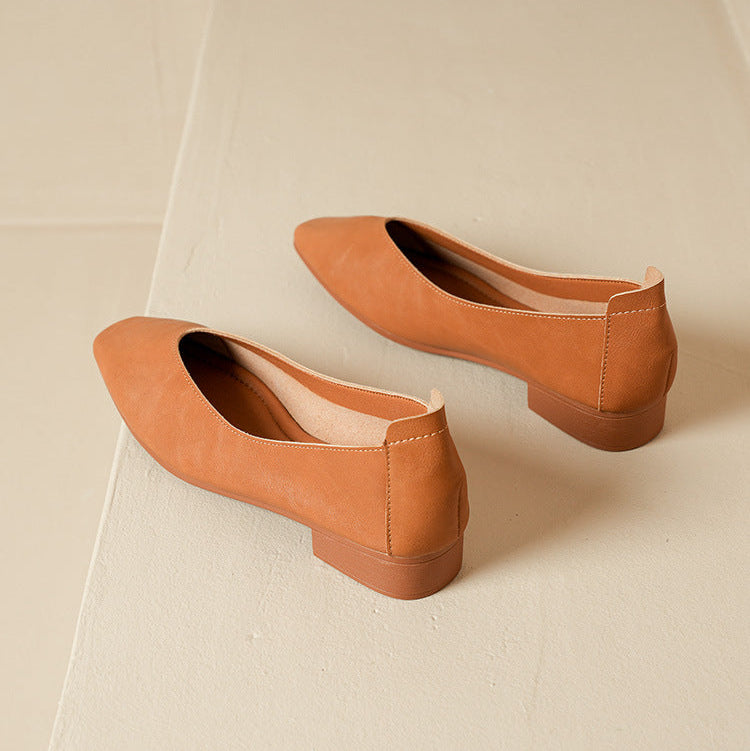 Soft Leather Slip-On Glove Shoes – Women's Multicolor Low Heel Comfortable Flats