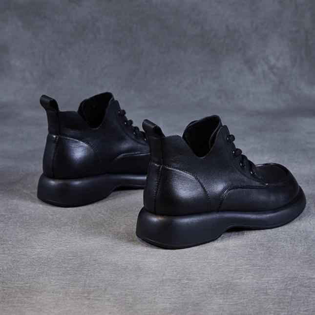 Women's Retro Soft Leather Lace Up Lightweight Non-Slip Ankle Boots