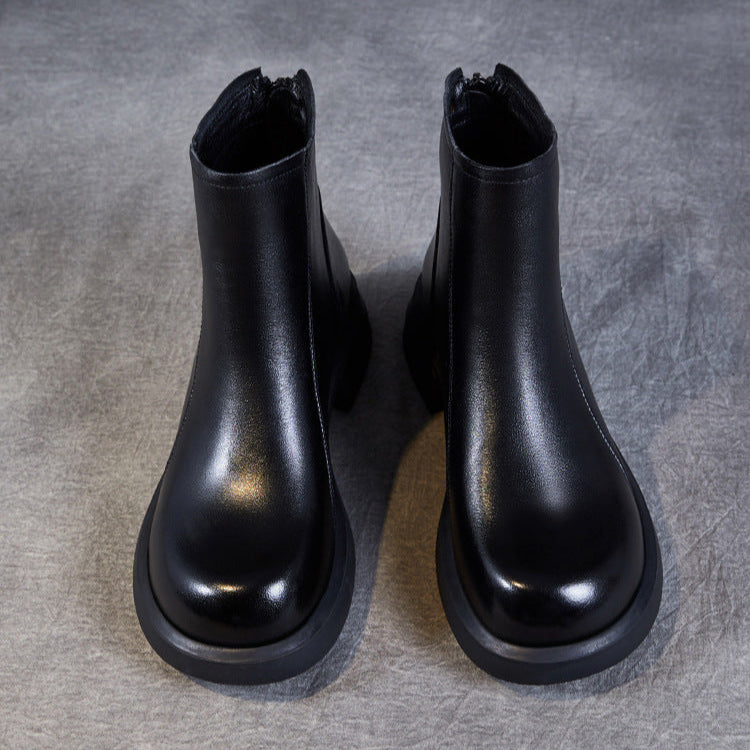 Women's Casual Genuine Leather Ankle Boots – Comfortable for Daily Wear