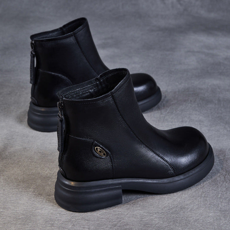 Women's Casual Genuine Leather Ankle Boots – Comfortable for Daily Wear