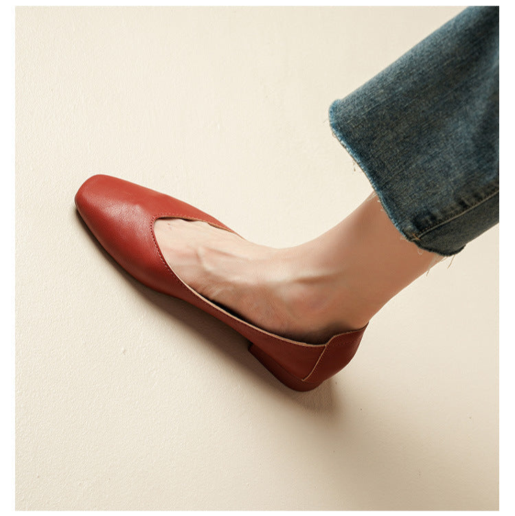 Soft Leather Slip-On Glove Shoes – Women's Multicolor Low Heel Comfortable Flats