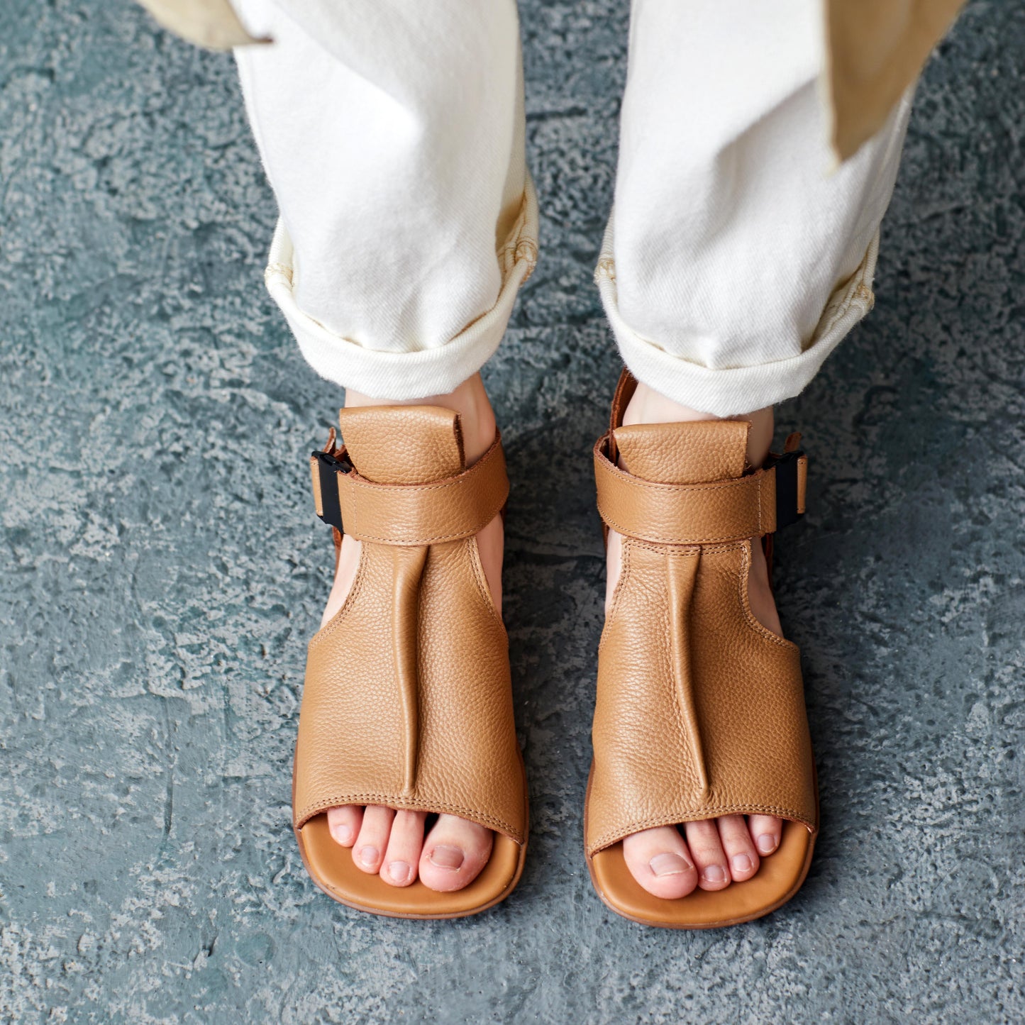 Women's Handmade Leather Open Toe Ankle Sandals