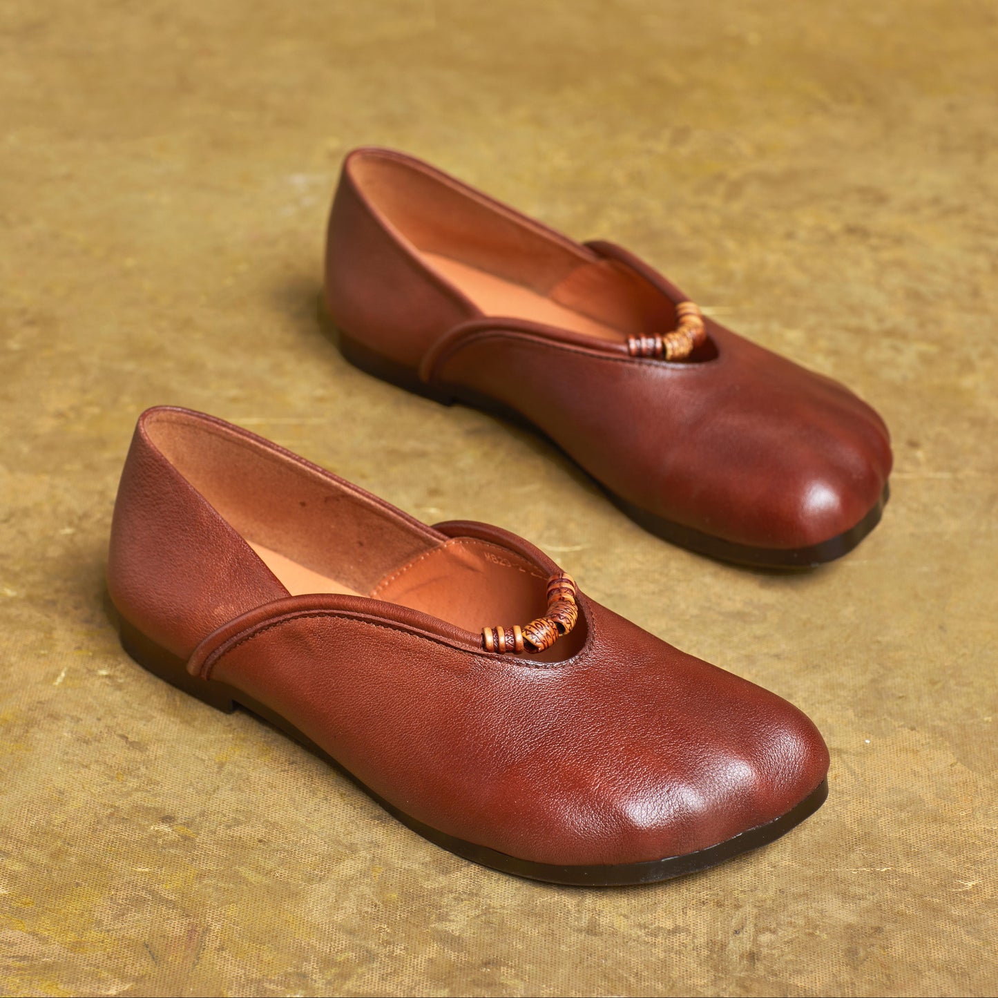 Women's Handmade Leather Literary Style Slip-On Ballet Flats