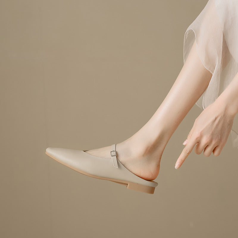 Women's Leather Stylish Comfortable Daily Mule Shoes