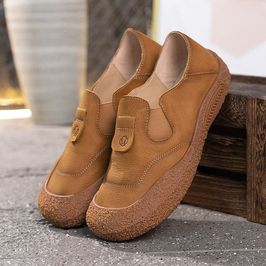 Women's Casual Leather Slip On Flat Shoes