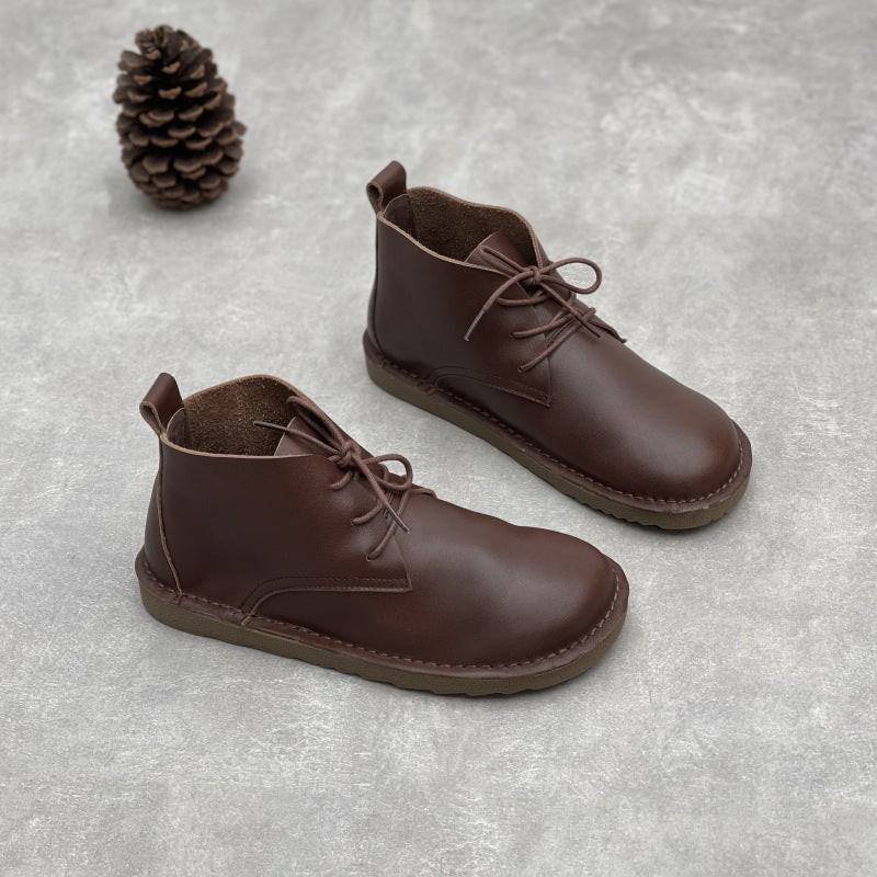 Women's Minimalist Leather Lace-Up Ankle Boots – Everyday Style