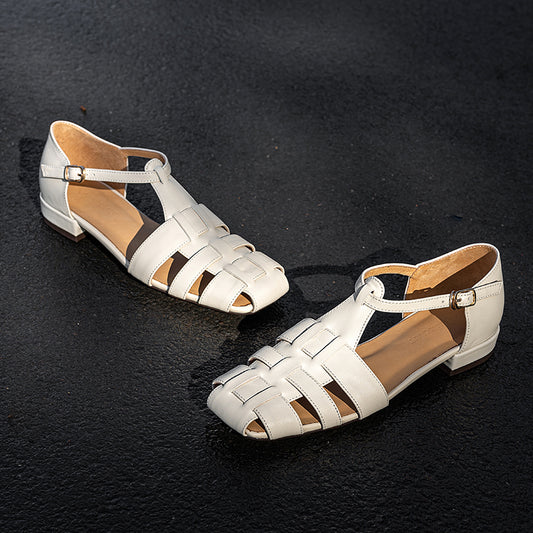 Artisanal Genuine Leather Fisherman Sandals – Closed Toe Comfort Shoes for Women