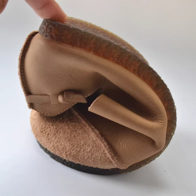 Women's Leather Flat Slip-on High-Vamp Daily Flat