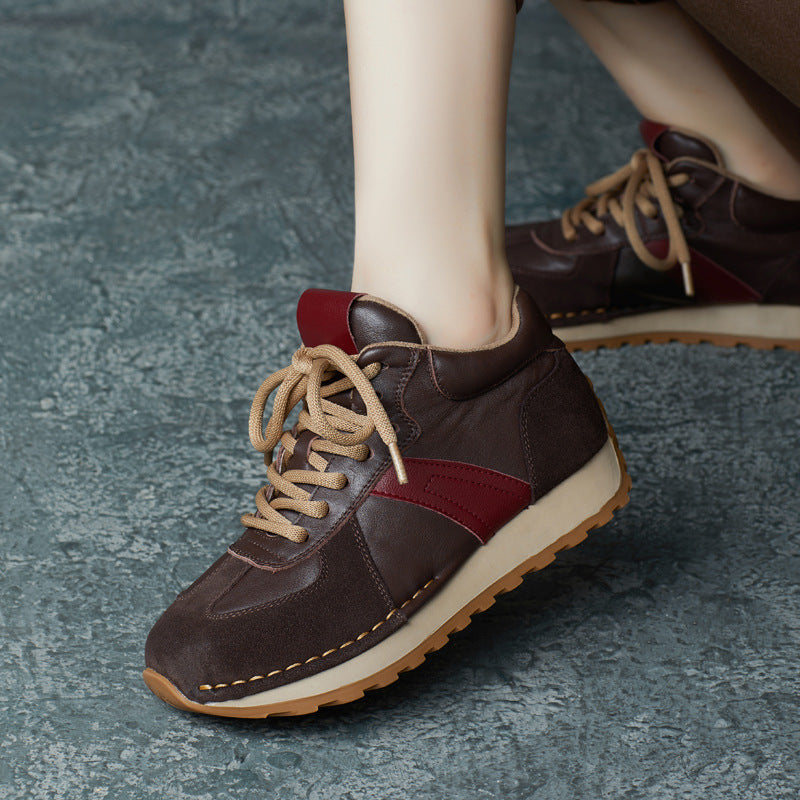 Women's Casual Leather Retro Daily Sneakers