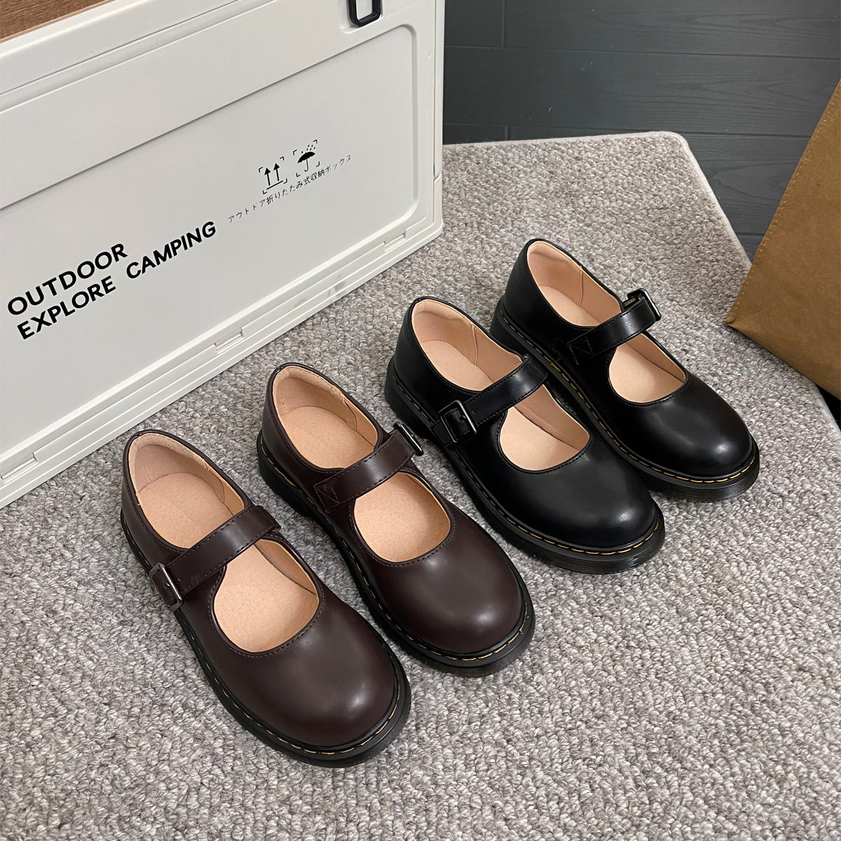 Women's Dark Brown Retro Mary Jane Leather Flats – Old-Fashioned School Shoes