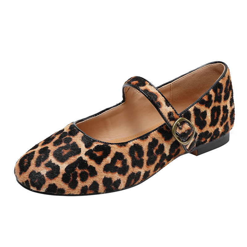 Women's Stylishly Leopard Print Mary Jane Comfort Flats