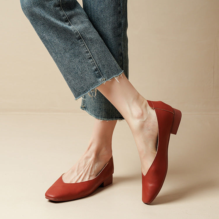 Soft Leather Slip-On Glove Shoes – Women's Multicolor Low Heel Comfortable Flats