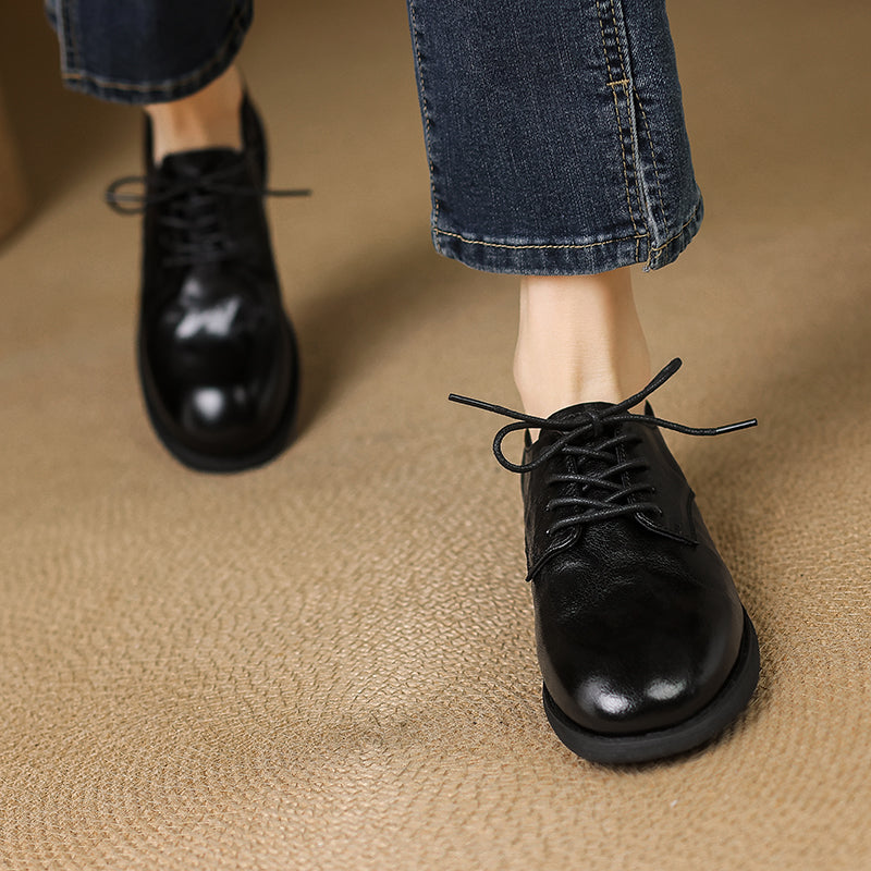 Women's Leather Comfortable Soft Flat Oxfords & Tie Shoes