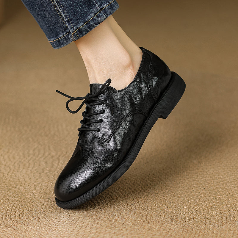 Women's Leather Comfortable Soft Flat Oxfords & Tie Shoes