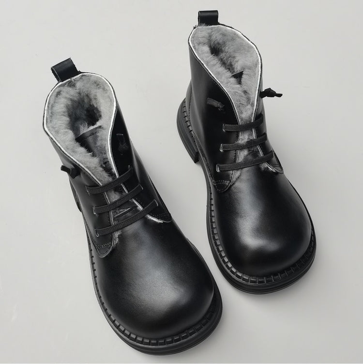 Women's Wide Toe Derby Winter Ankle Boots – Sheepskin Lined, Comfortable Fit