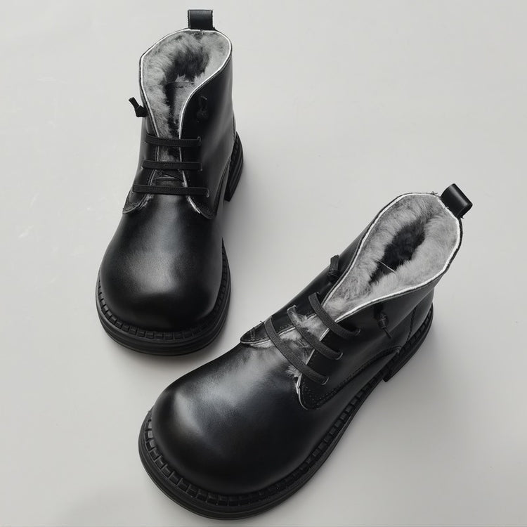 Women's Wide Toe Derby Winter Ankle Boots – Sheepskin Lined, Comfortable Fit