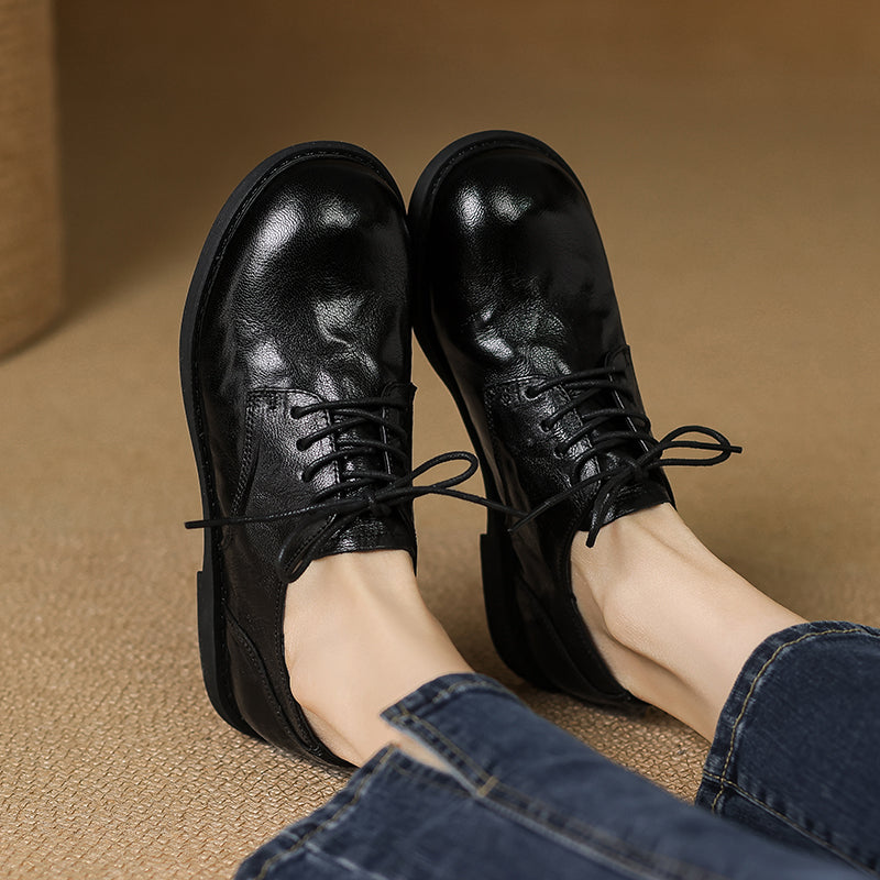 Women's Leather Comfortable Soft Flat Oxfords & Tie Shoes