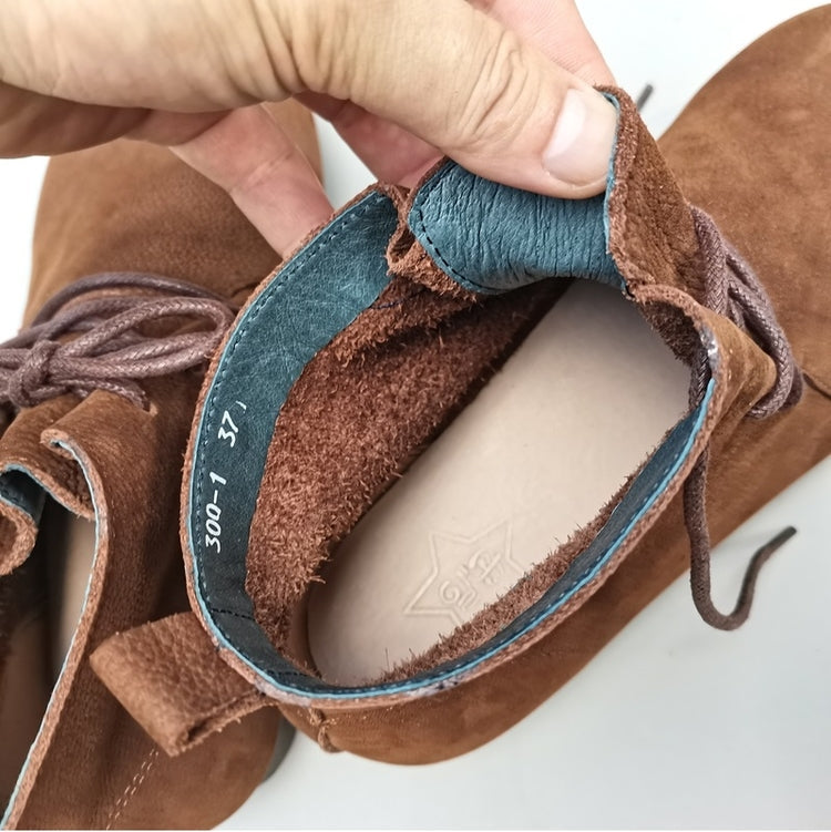 Genuine Leather Breathable Retro Flat Soft High Top Women's Boots
