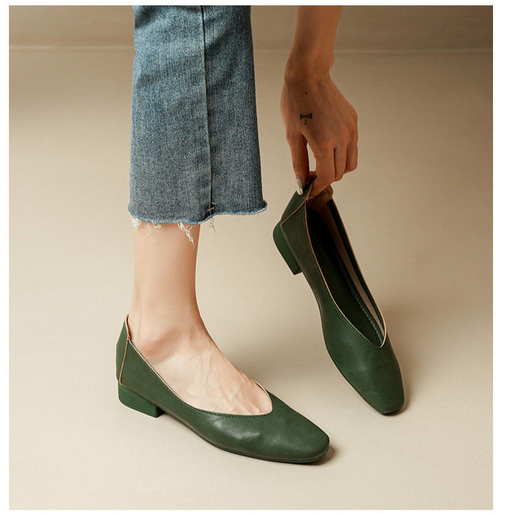 Soft Leather Slip-On Glove Shoes – Women's Multicolor Low Heel Comfortable Flats