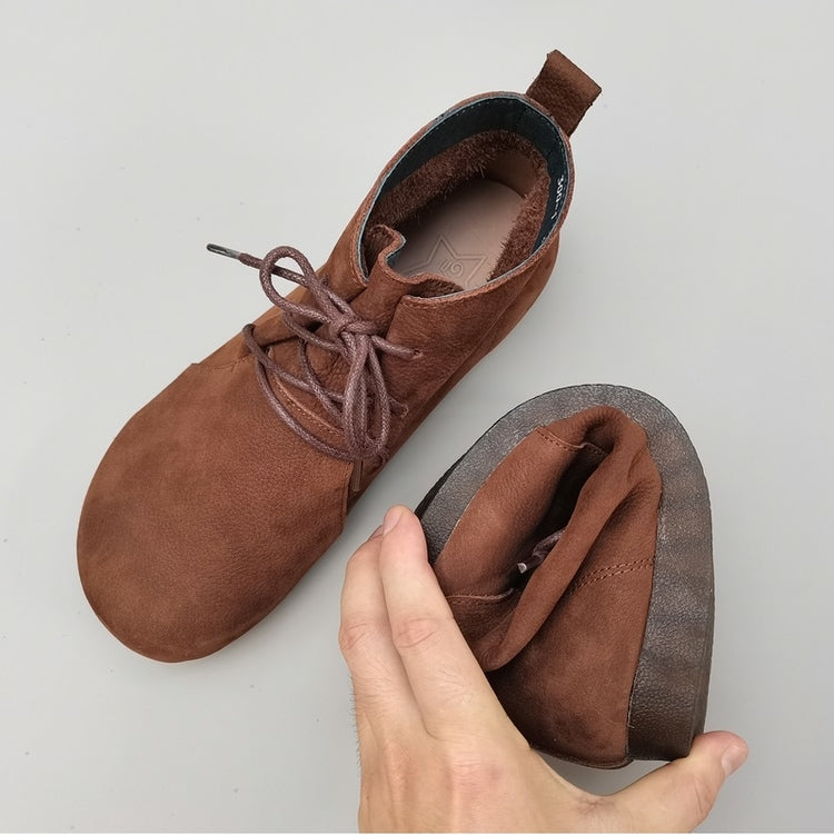 Genuine Leather Breathable Retro Flat Soft High Top Women's Boots