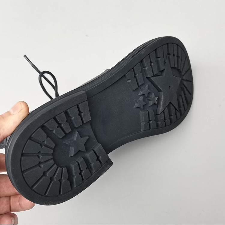 Wide Toe Leather Ankle Boots for Women – Lace-up Handmade Shearling Winter Shoes