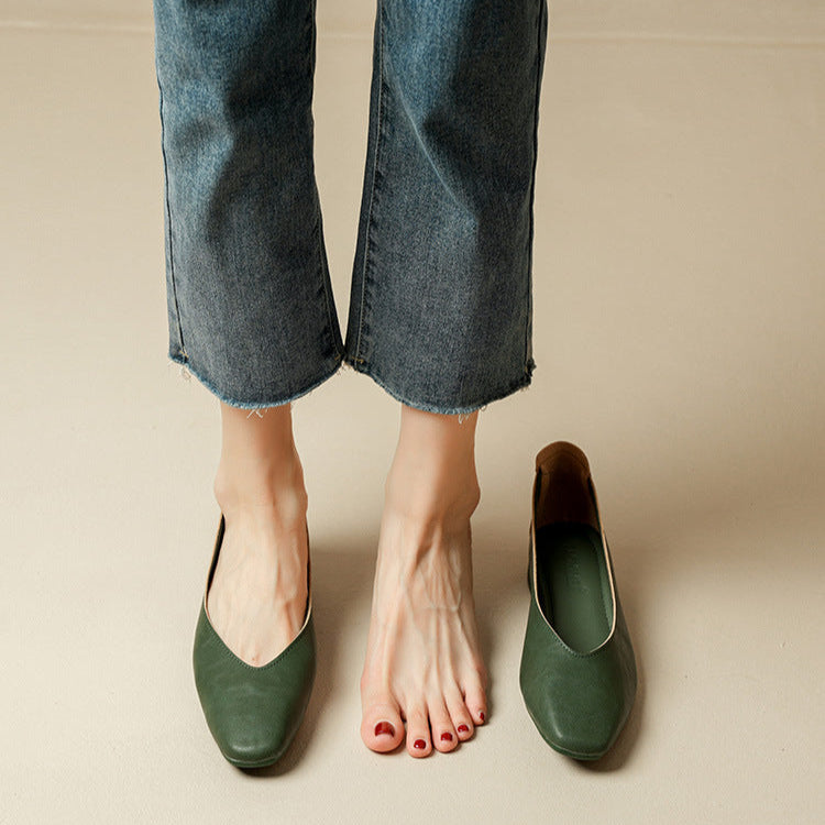 Soft Leather Slip-On Glove Shoes – Women's Multicolor Low Heel Comfortable Flats