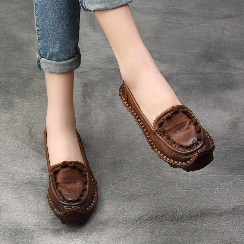 Women's Genuine Handmade Comfort Slip-On Boat Shoes