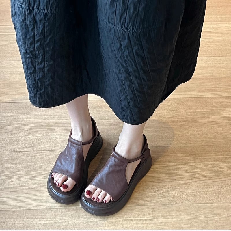 Chic Women's Summer Velcro Sandals – Open-Toe Platform Style