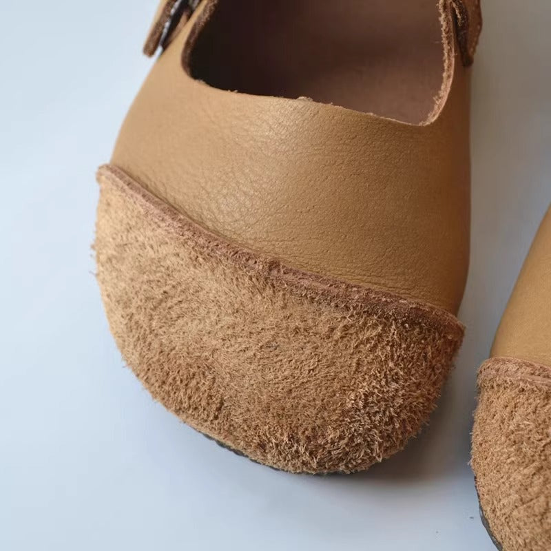 Women's Women's Leather Retro Patchwork Flat Cross Strap Mary Jane Shoes