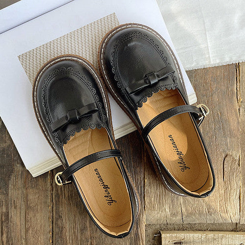 Round Toe Preppy Style Retro Flat Mary Jane Women's Shoes
