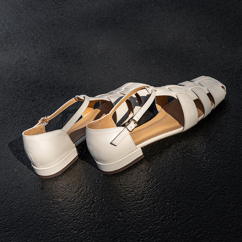 Artisanal Genuine Leather Fisherman Sandals – Closed Toe Comfort Shoes for Women