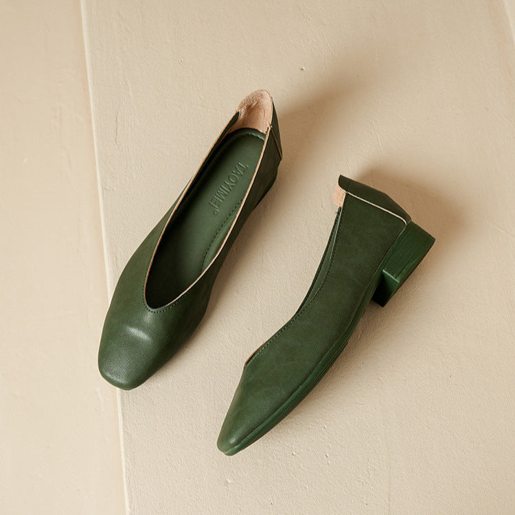 Soft Leather Slip-On Glove Shoes – Women's Multicolor Low Heel Comfortable Flats