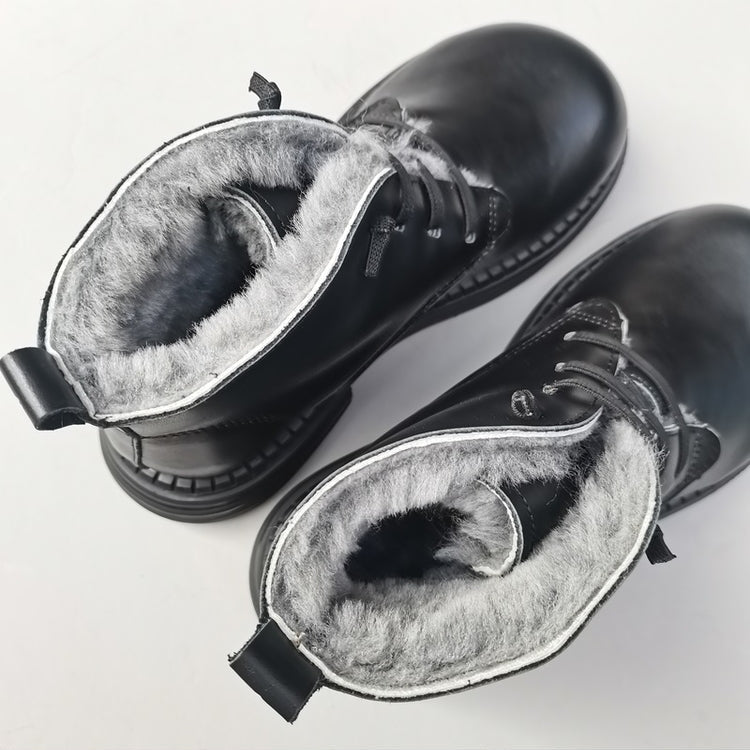 Women's Wide Toe Derby Winter Ankle Boots – Sheepskin Lined, Comfortable Fit