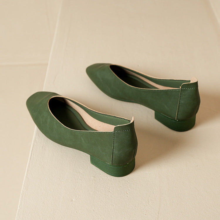 Soft Leather Slip-On Glove Shoes – Women's Multicolor Low Heel Comfortable Flats