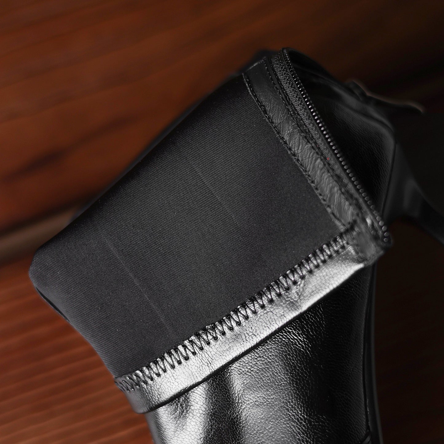 Women's Stretch Leather Ankle Boots Pointed Toe Kitten Stiletto High Heel Sock Booties