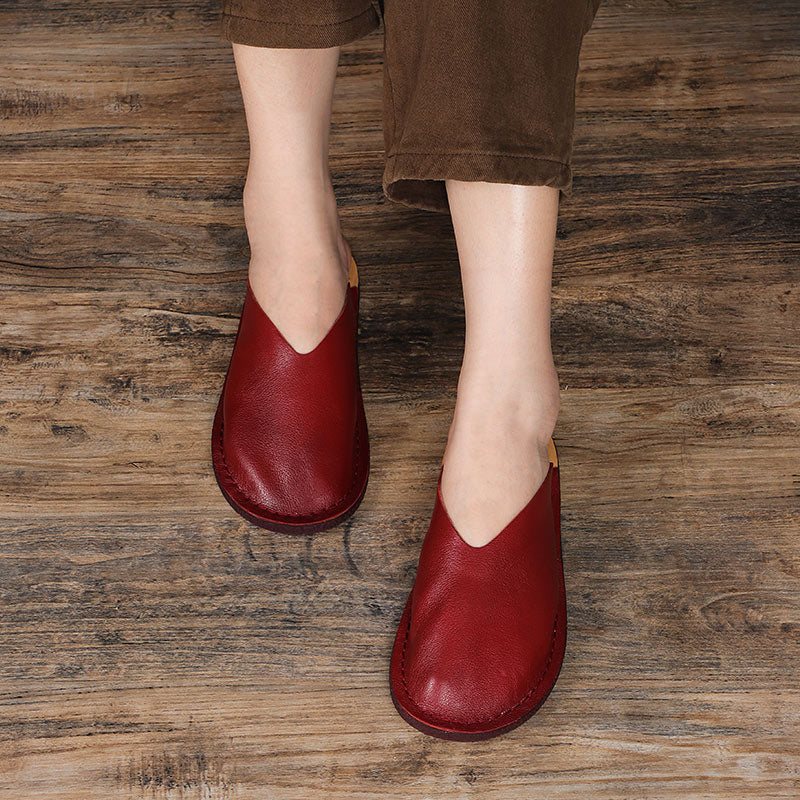Women's Leather Minimalist Flat Mule Shoes