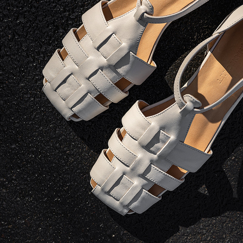 Artisanal Genuine Leather Fisherman Sandals – Closed Toe Comfort Shoes for Women