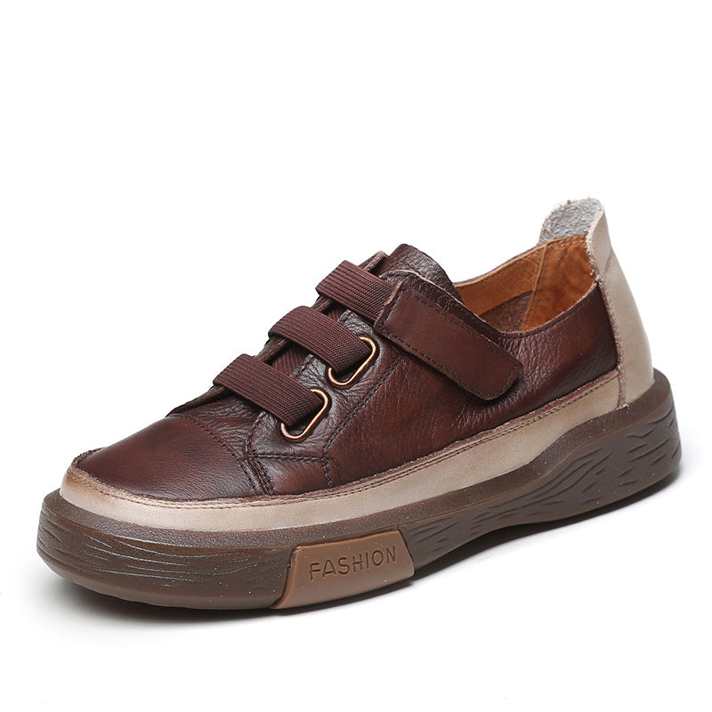 Women's Leather Flat Sneakers – Non-Slip & Comfortable for Daily Wear