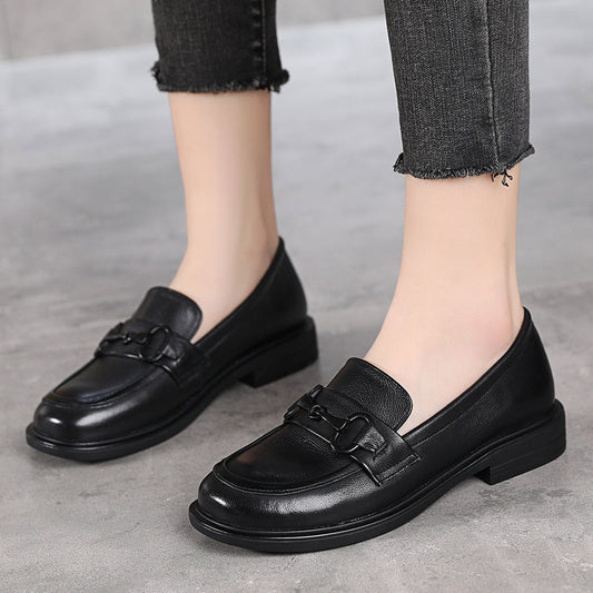 Women's Leather Loafers – Slip-On Casual Comfortable Shoes for Daily Wear