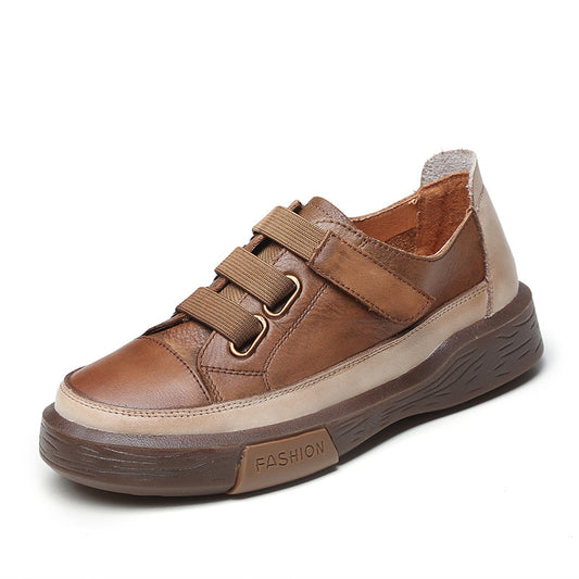 Women's Leather Flat Sneakers – Non-Slip & Comfortable for Daily Wear