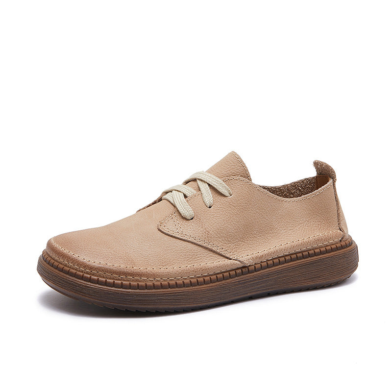 Women's Leather Casual Lace-up Flat Shoes