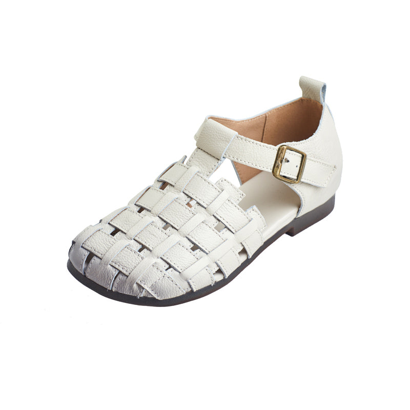 Women's Handmade Leather Woven Casual Closed Toe Buckle Sandals